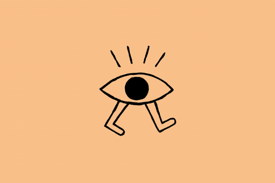 Illustration d'un œil avec des jambes