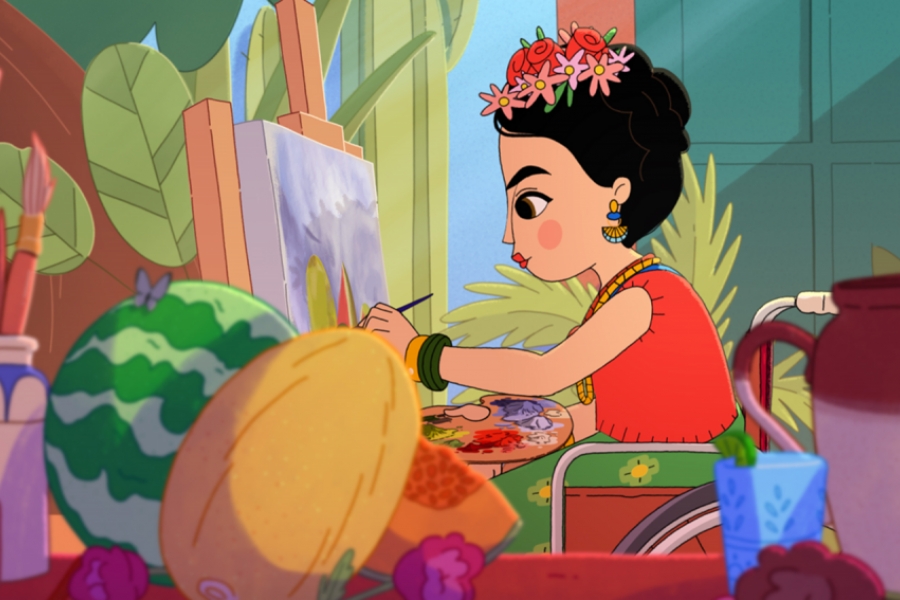 Frida Khalo peint des fruits frais et colorés.