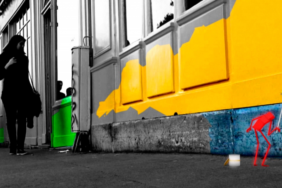 Incrustation de petits personnages et de couleurs vives dans des prises de vues réaliste dans la ville de Paris.