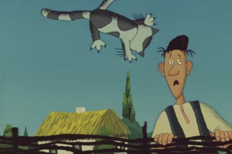 Fermier l'air surpris, chat en l'air